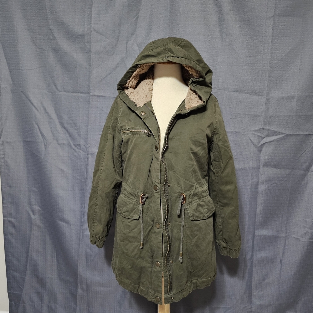 Lucky Brand Olive Green Sherpa Lined Military Field Jacket Parka Small